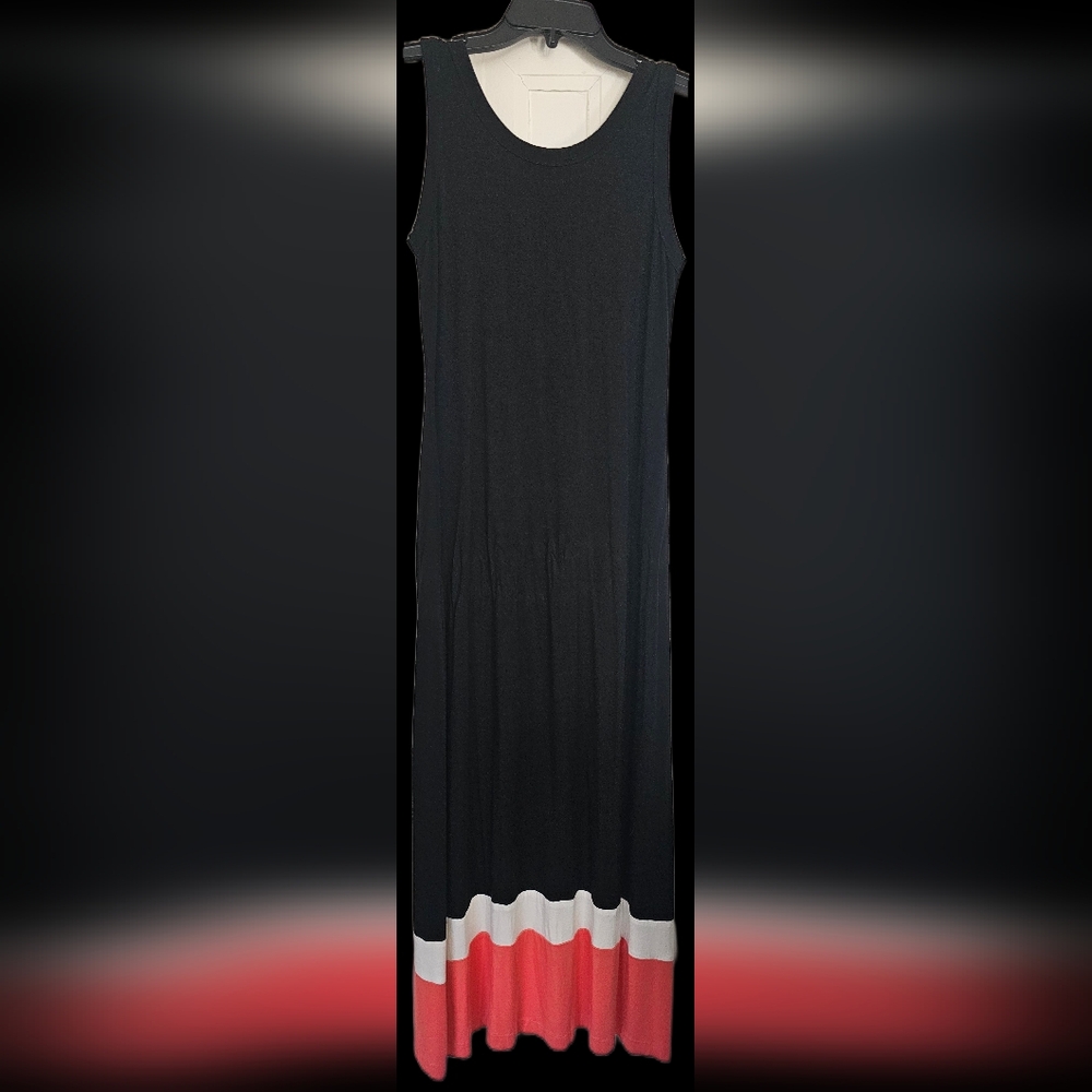 Karen Kane Medium Maxi Dress In Black And Coral